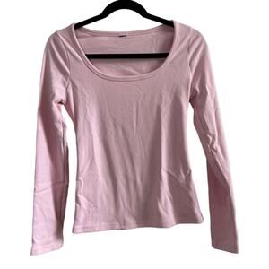 NWOT Women's Pink Fleece Scoop Neck Long Sleeve Sweater Large